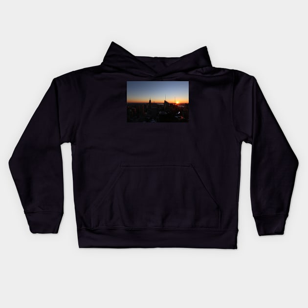 Downtown New York City Skyscrapers during Sunset in Winter Kids Hoodie by Christine aka stine1